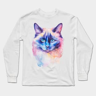 watercolor Birman Cat Long Sleeve T-Shirt